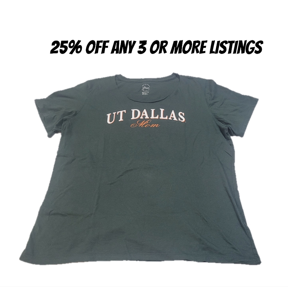 UT Dallas Short Sleeve Tee Dark Green Relaxed Fit Shirt T-shirt Collegiate